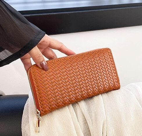 Women’s Leather Wristlet Wallet – Zip Around Clutch Purse with Multi-Card Slots & Wrist Strap (Brown) in Saudi Arabia