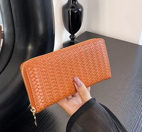 Women’s Leather Wristlet Wallet – Zip Around Clutch Purse with Multi-Card Slots & Wrist Strap (Brown) in Saudi Arabia