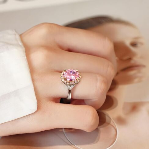Rings for Women Adjustable, Pink Cubic Zirconia Cocktail Ring with Gold and Silver Inlay, Statement Jewelry Gift for Her, Birthday, Anniversary, Valentine’s Day in Saudi Arabia