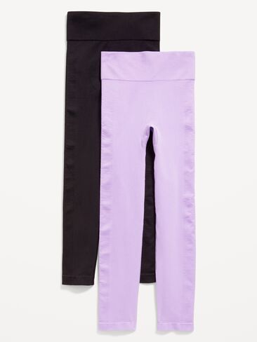 Old Navy Fitted High-Waisted 7/8-Length Seamless Leggings 2-Pack for Girls - Lavender Haven in Kuwait