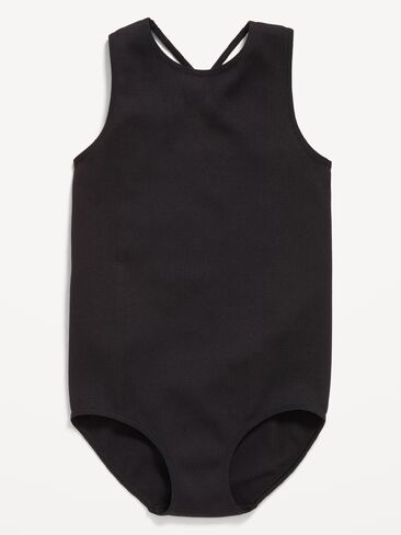 Old Navy Seamless Fitted Sleeveless Leotard for Girls - Black Jack in Kuwait