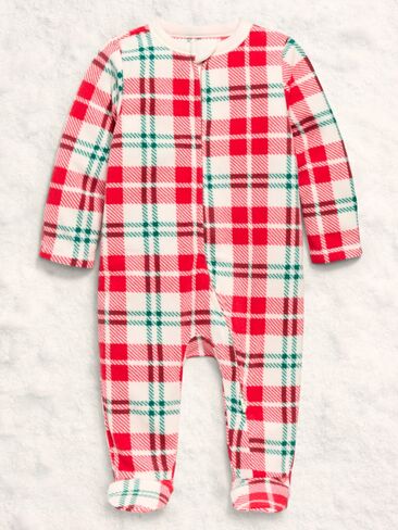 Old Navy Microfleece 2-Way-Zip Sleep & Play Footed One-Piece for Baby - Red Plaid (Match the Fam!) in Kuwait