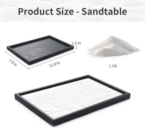 DEERSJUMP Mini Zen Garden Kit for Desk 11.8x7.8'' Japanese Sand Garden for Office and Home Decor with Sand Rock and Rake Tray Therapy Tool Gift Set for Room in Saudi Arabia