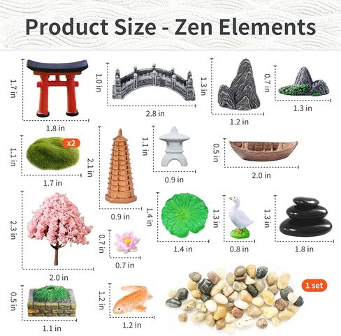 DEERSJUMP Mini Zen Garden Kit for Desk 11.8x7.8'' Japanese Sand Garden for Office and Home Decor with Sand Rock and Rake Tray Therapy Tool Gift Set for Room in Saudi Arabia