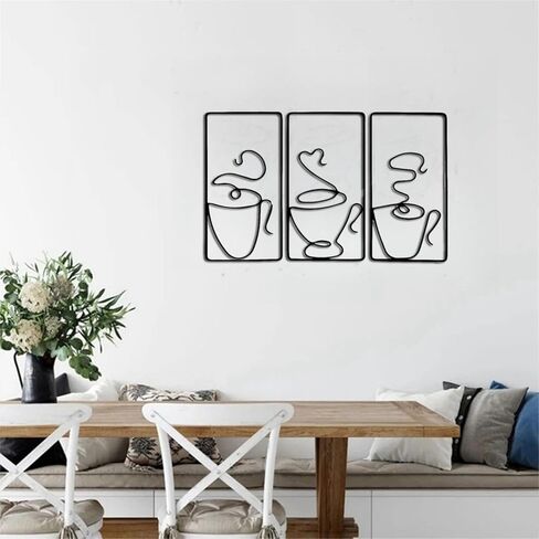 3 Pcs Coffee Cup Wall Art Metal Coffee Bar Sign Hanging Coffe Cup Kitchen Wall Decor Restaurant Decor Coffe Bar Sign for Home Living Room Office in Saudi Arabia