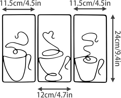 3 Pcs Coffee Cup Wall Art Metal Coffee Bar Sign Hanging Coffe Cup Kitchen Wall Decor Restaurant Decor Coffe Bar Sign for Home Living Room Office in Saudi Arabia