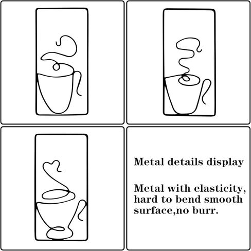 3 Pcs Coffee Cup Wall Art Metal Coffee Bar Sign Hanging Coffe Cup Kitchen Wall Decor Restaurant Decor Coffe Bar Sign for Home Living Room Office in Saudi Arabia