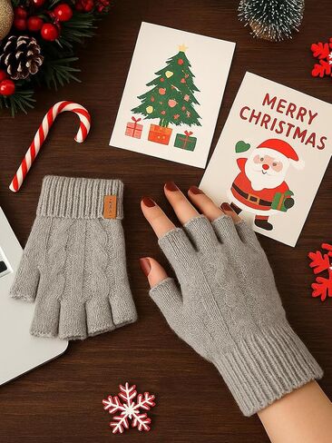 Winter Warm Fingerless Gloves - Stretchy Knitted Half Finger Gloves for Running, Driving, Cycling & Work (Men & Women) in Saudi Arabia