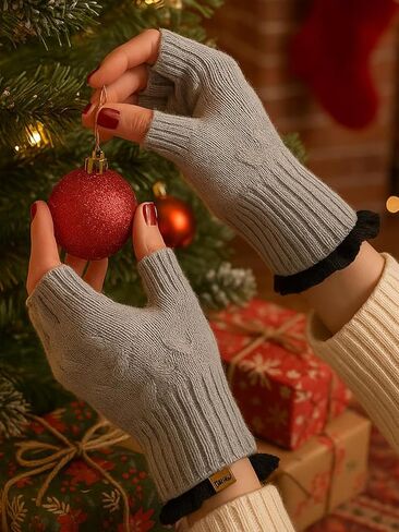 Winter Warm Fingerless Gloves - Stretchy Knitted Half Finger Gloves for Running, Driving, Cycling & Work (Men & Women) in Saudi Arabia