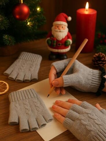 Winter Warm Fingerless Gloves - Stretchy Knitted Half Finger Gloves for Running, Driving, Cycling & Work (Men & Women) in Saudi Arabia