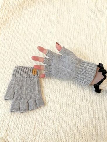Winter Warm Fingerless Gloves - Stretchy Knitted Half Finger Gloves for Running, Driving, Cycling & Work (Men & Women) in Saudi Arabia