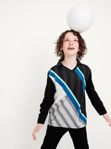 Old Navy Oversized Long-Sleeve Collared Soccer Top for Boys - BlackJack in Saudi Arabia
