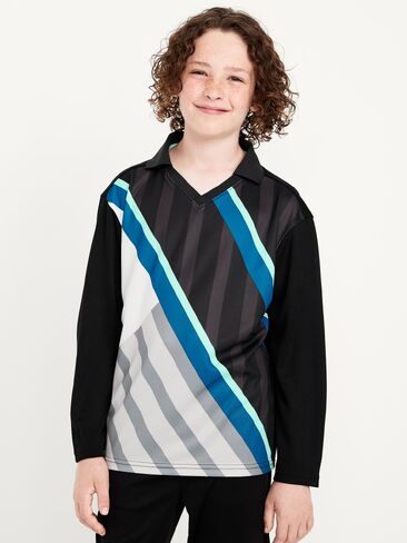 Old Navy Oversized Long-Sleeve Collared Soccer Top for Boys - BlackJack in Saudi Arabia