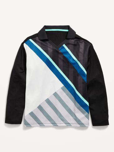 Old Navy Oversized Long-Sleeve Collared Soccer Top for Boys - BlackJack in Saudi Arabia