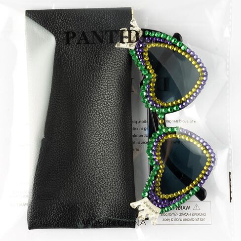 نظارات PANTIDE Mardi Gras Carnival Queen الشمسية - نظارات شمسية على شكل قلب من حجر الراين، هدايا إكسسوارات النظارات للحفلات in Saudi Arabia