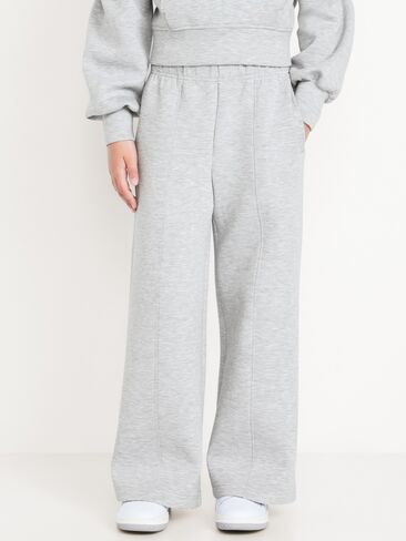 Old Navy High-Waisted Bounce Fleece Wide-Leg Sweatpants for Girls - Light Heather Gray in Saudi Arabia