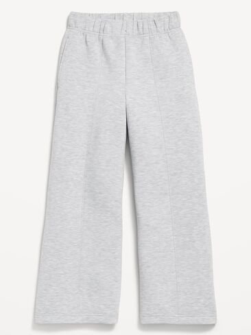 Old Navy High-Waisted Bounce Fleece Wide-Leg Sweatpants for Girls - Light Heather Gray in Saudi Arabia