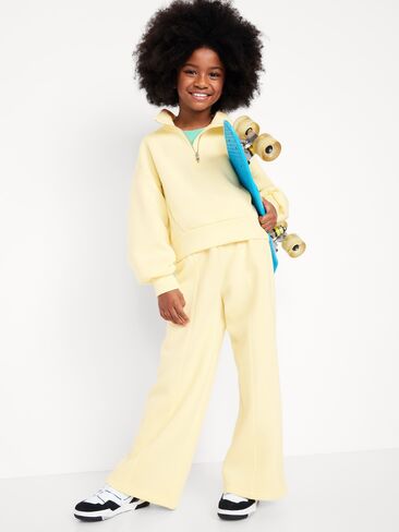 Old Navy High-Waisted Bounce Fleece Wide-Leg Sweatpants for Girls - HONEYDEW in Saudi Arabia