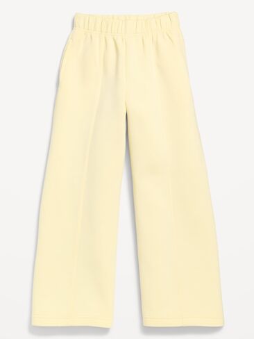 Old Navy High-Waisted Bounce Fleece Wide-Leg Sweatpants for Girls - HONEYDEW in Saudi Arabia