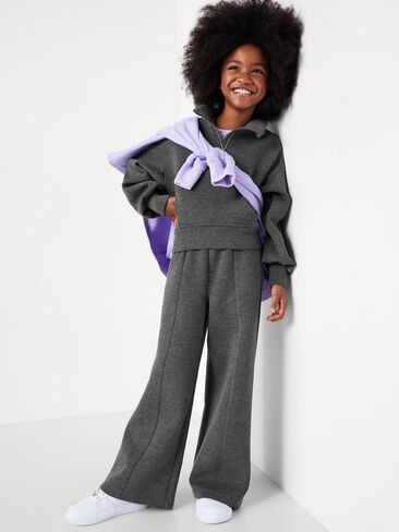 Old Navy High-Waisted Bounce Fleece Wide-Leg Sweatpants for Girls - Charcoal in Saudi Arabia
