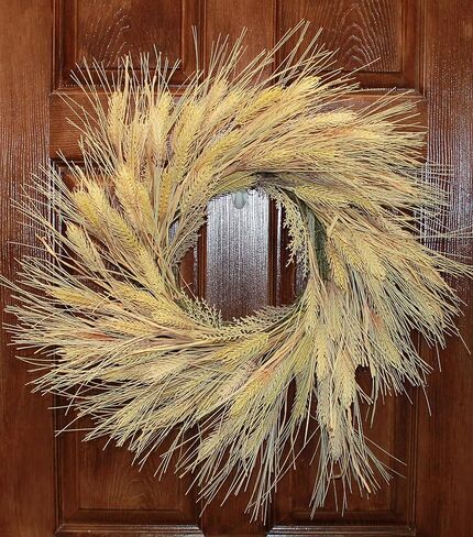 28" Artificial Harvest Wheat & Grass Wreath on Natural Twig Base in Saudi Arabia