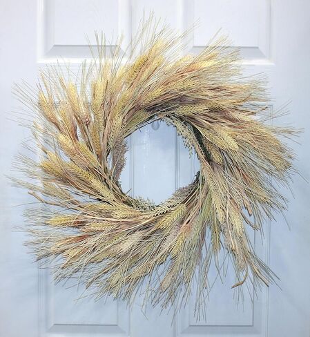 28" Artificial Harvest Wheat & Grass Wreath on Natural Twig Base in Saudi Arabia
