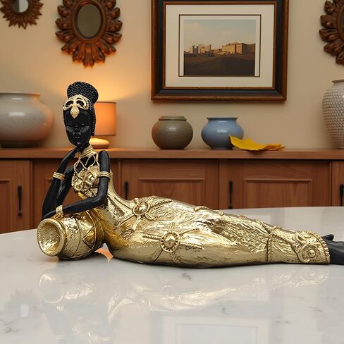 NUOYI PIEIN ديكور المنزل الأفريقي - الفن الأفريقي لديكور المنزل - تماثيل أفريقية لغرفة المعيشة - قطعة مركزية لطاولة القهوة - هدية للتدفئة بالمنزل الجديد، والزفاف in Kuwait