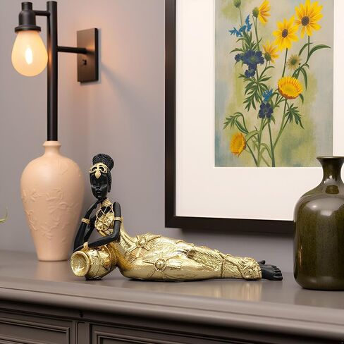 NUOYI PIEIN ديكور المنزل الأفريقي - الفن الأفريقي لديكور المنزل - تماثيل أفريقية لغرفة المعيشة - قطعة مركزية لطاولة القهوة - هدية للتدفئة بالمنزل الجديد، والزفاف in Kuwait