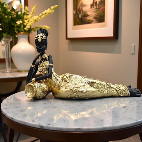 NUOYI PIEIN ديكور المنزل الأفريقي - الفن الأفريقي لديكور المنزل - تماثيل أفريقية لغرفة المعيشة - قطعة مركزية لطاولة القهوة - هدية للتدفئة بالمنزل الجديد، والزفاف in Kuwait