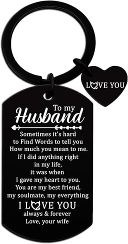 Husband Gifts From Wife I Love You Gifts For Him My Husband Keychain Romantic Gift For Men Anniversary Christmas Birthday Stocking Stuffer For Husbands in Saudi Arabia