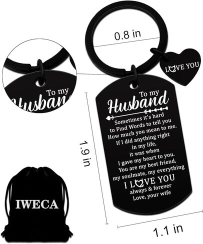 Husband Gifts From Wife I Love You Gifts For Him My Husband Keychain Romantic Gift For Men Anniversary Christmas Birthday Stocking Stuffer For Husbands in Saudi Arabia