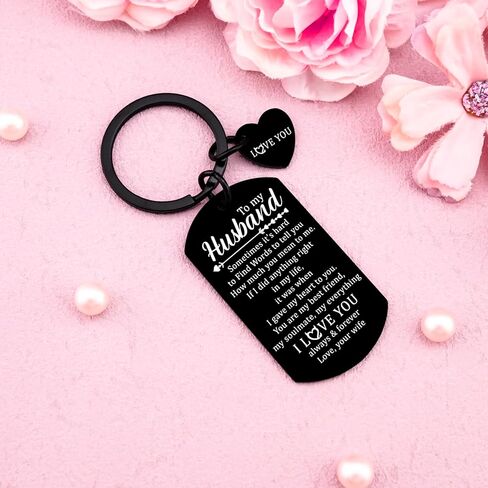 Husband Gifts From Wife I Love You Gifts For Him My Husband Keychain Romantic Gift For Men Anniversary Christmas Birthday Stocking Stuffer For Husbands in Saudi Arabia