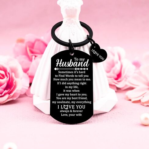 Husband Gifts From Wife I Love You Gifts For Him My Husband Keychain Romantic Gift For Men Anniversary Christmas Birthday Stocking Stuffer For Husbands in Saudi Arabia