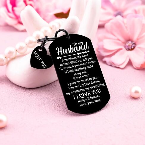 Husband Gifts From Wife I Love You Gifts For Him My Husband Keychain Romantic Gift For Men Anniversary Christmas Birthday Stocking Stuffer For Husbands in Saudi Arabia