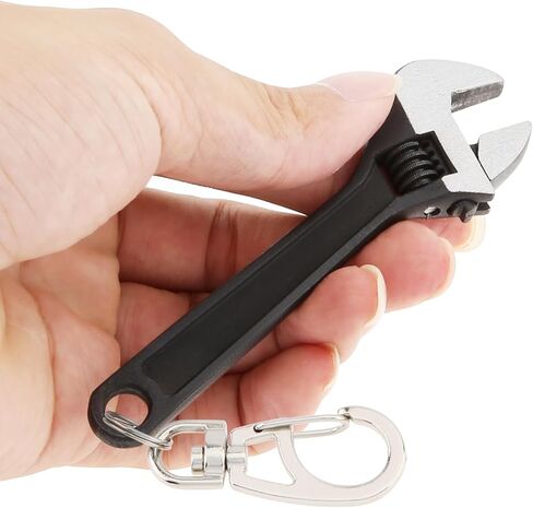 Mini Wrench Tool Keychain, Spanner Keyring Pendant, Keychain Creative Mini Adjustable Wrench Key Chain (Black) in Saudi Arabia