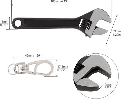 Mini Wrench Tool Keychain, Spanner Keyring Pendant, Keychain Creative Mini Adjustable Wrench Key Chain (Black) in Saudi Arabia