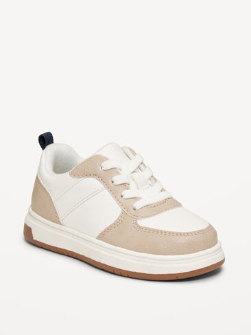 Old Navy Faux-Leather Sneakers for Toddler Boys - Neutral in Saudi Arabia