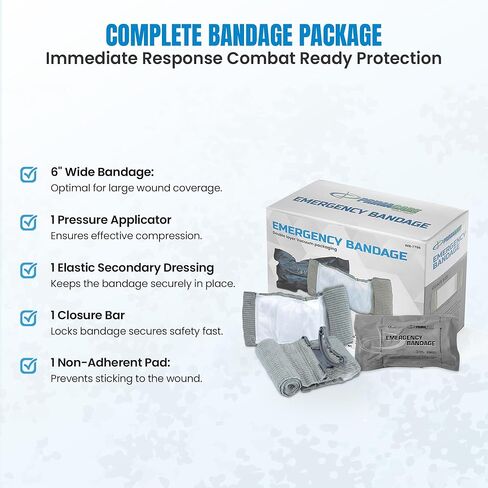 Primacare WB-7706 5-Pack Israeli Bandages – 6" Emergency Trauma Wound Dressing, Vacuum-Sealed, Sterile, Bleeding Control for First Aid, Tactical, Military, EMT & Survival Kits in Saudi Arabia
