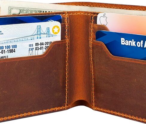 محفظة جلدية رفيعة مصنوعة يدويًا للرجال من تكساس فالي - الحد الأدنى ثنائي الطي، أصلية 100% (بني الجمل) in Kuwait