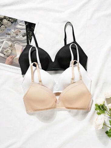 Deep V Wireless Seamless Bra 3 Pack, Adjustable Strap Everyday Bralette for Low Neck Outfits in Saudi Arabia