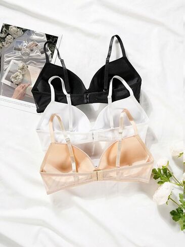 Deep V Wireless Seamless Bra 3 Pack, Adjustable Strap Everyday Bralette for Low Neck Outfits in Saudi Arabia