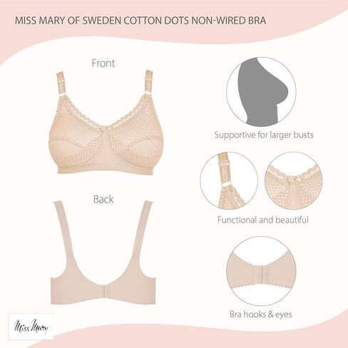 Miss Mary of Sweden Cotton Dots Womens Non-Wired Supportive Bra with Pattern in Saudi Arabia