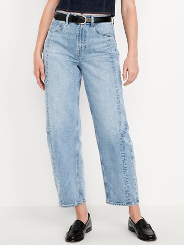 Old Navy High-Waisted Barrel Ankle Jeans - Light Wash in Saudi Arabia