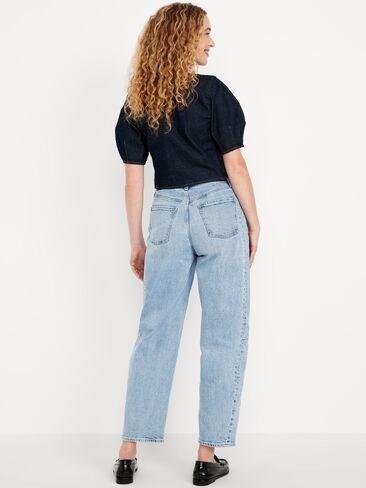 Old Navy High-Waisted Barrel Ankle Jeans - Light Wash in Saudi Arabia