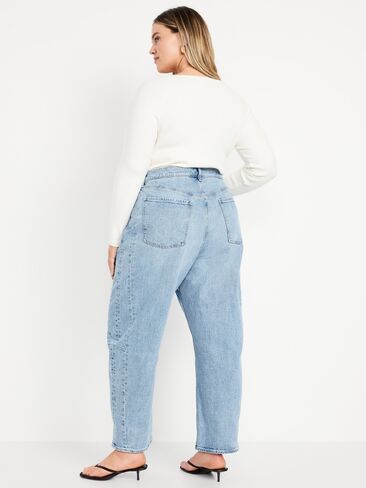Old Navy High-Waisted Barrel Ankle Jeans - Light Wash in Saudi Arabia