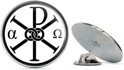 NYC Jewelers Round Alpha Omega Chi Rho Symbol (Greek Letter Jesus Christ) Metal 0.75" Lapel Hat Pin Tie Tack Pinback in Saudi Arabia