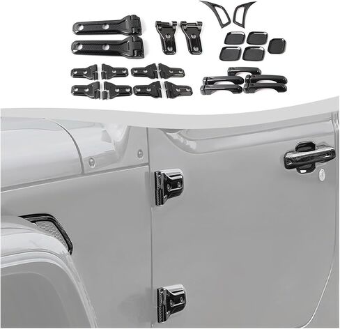 24pcs مجموعة كاملة من مجموعة الديكور الخارجي مناسبة لعام 2018-2025 Jeep Wrangler JL JLU 2/4 الأبواب ، والأبواب والغطاء المفصلي يغطي مقبض الباب جانب فتحة الباب المفصلي (الأرجواني) in Saudi Arabia