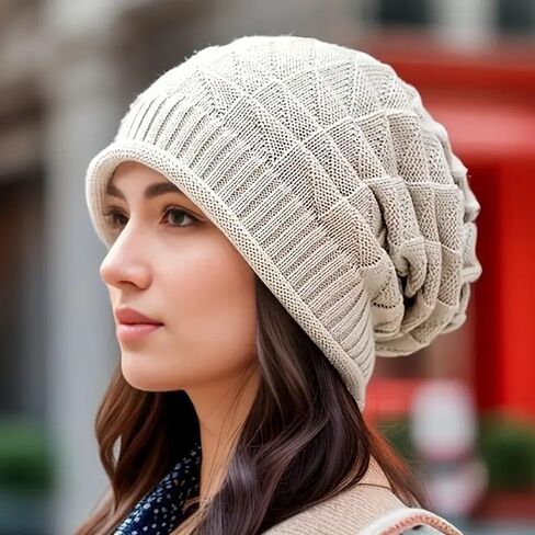 Chunky Knit Beanie Hat for Women - Slouch Cap with Ear Warmers, Lightweight & Hand Washable in Saudi Arabia