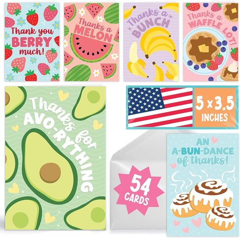 54 Colorful Funny Thank You Cards With Envelopes Bulk - Thank You Notes With Envelopes Set, Thank You Card Kids, Teacher Thank You Teacher Cards, Kids Thank You Card For Teachers Appreciation in Saudi Arabia