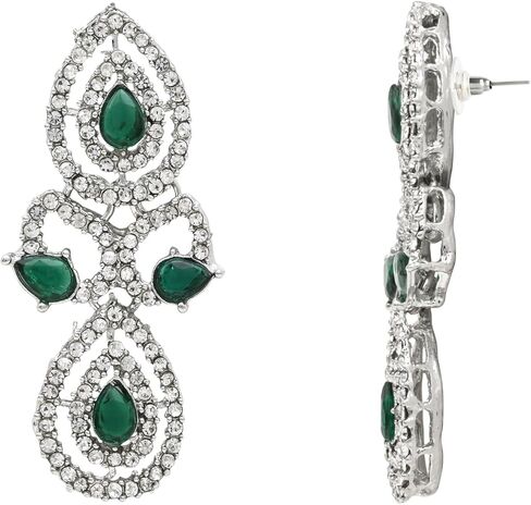 I Jewels Silver Plated Crystal Diamond Necklace & Earrings Jewellery Set for Women in Saudi Arabia